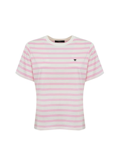 T-shirt Satrapo a righe in jersey Bianco/Rosa WEEKEND MAX MARA | 2515971031600012